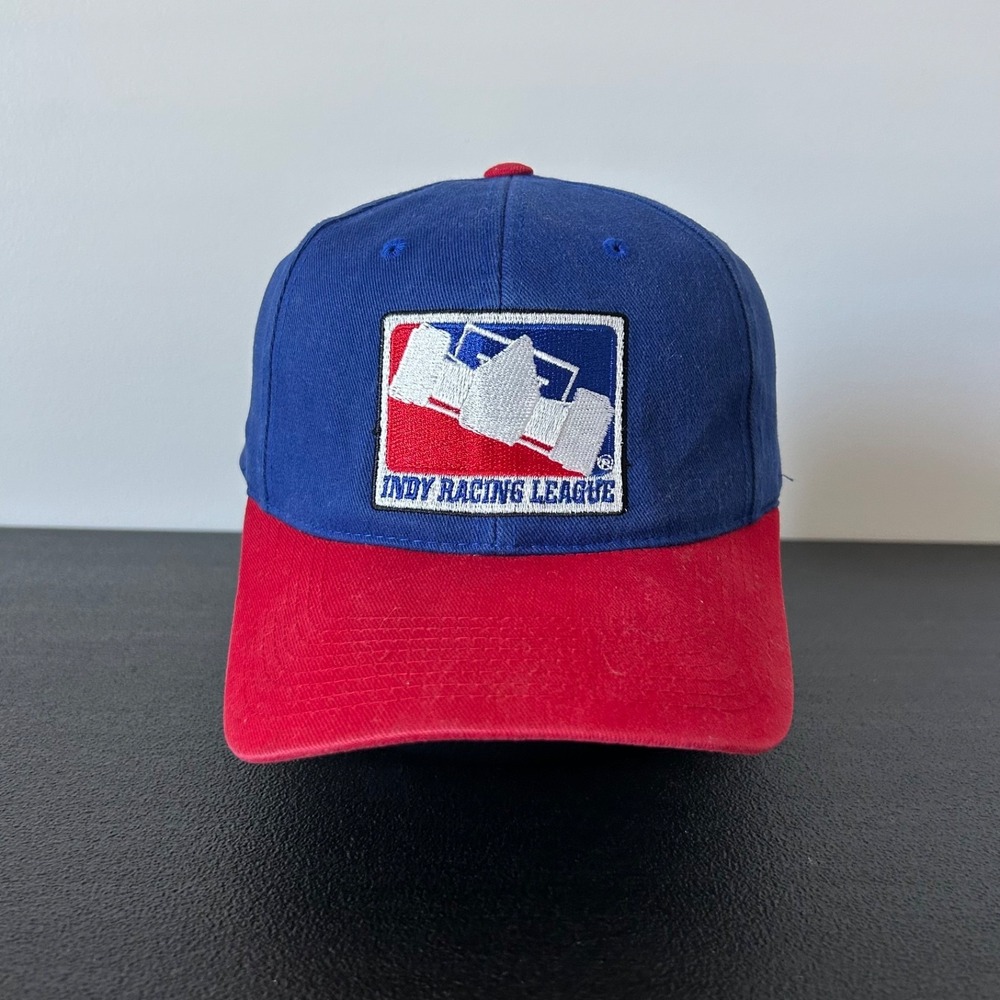 Vintage 90s Indy Racing League Hat Cap Snap Back Adjustable Blue Red Logo Adult‎
